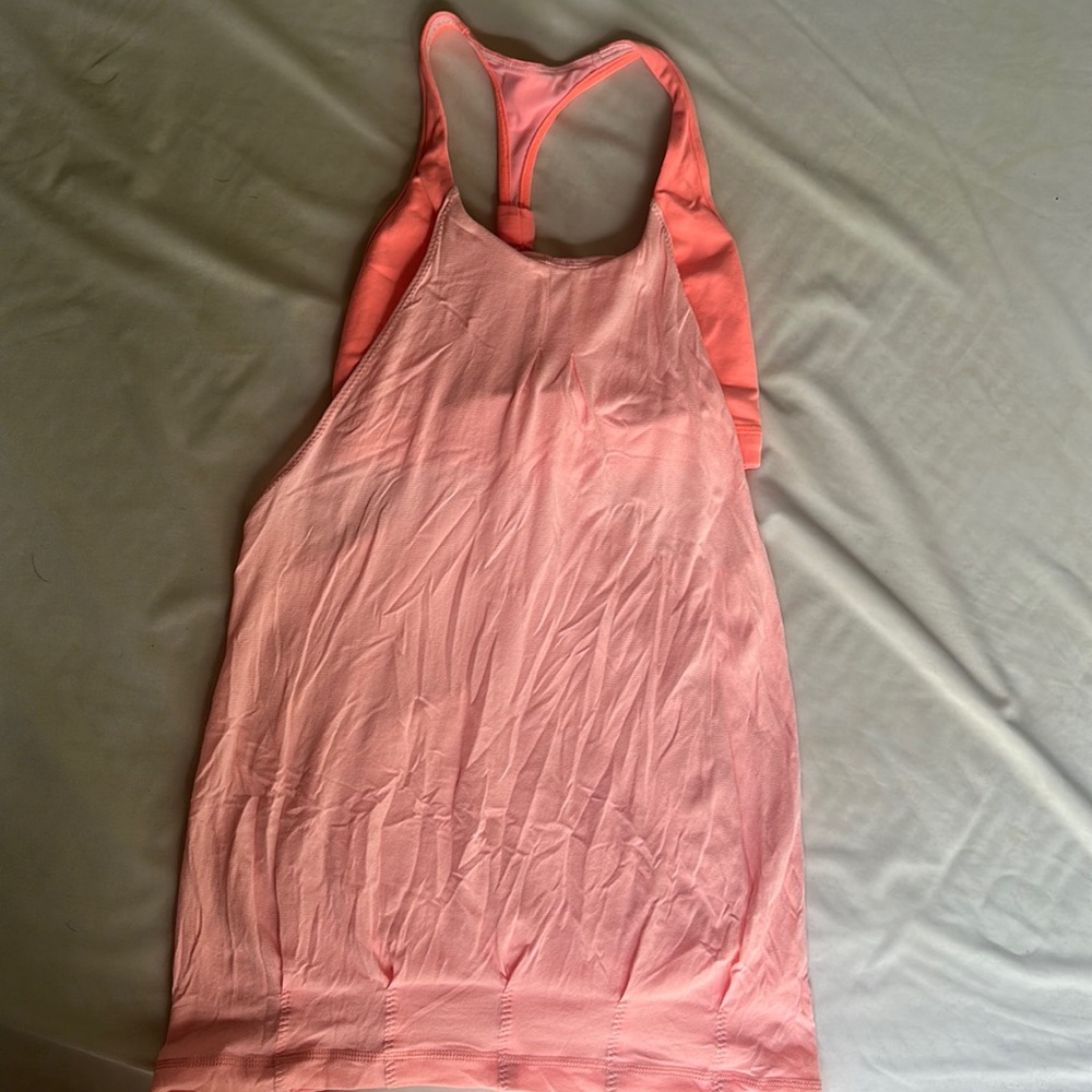 Lululemon No Limits Racerback Bra with Sheer Tank Overlay, Size 4